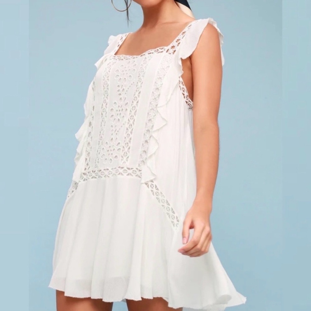 Free People Priscilla Ruffled Crochet Trim Dress